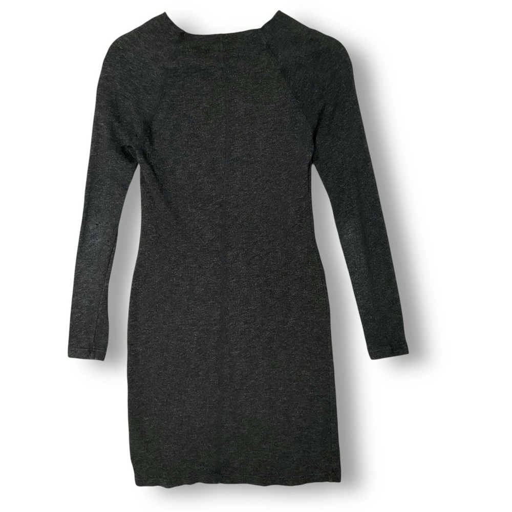James Perse Knit Sweater Dress Sz S Wide Neck Bodycon Minimalist Gray - Picture 6 of 12